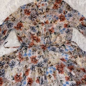 Olivaceous Floral drawstring mini dress